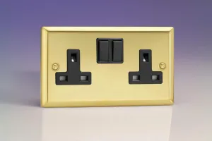 Varilight XV5B 13A Switched Socket 2-Gang Victorian Brass Black
