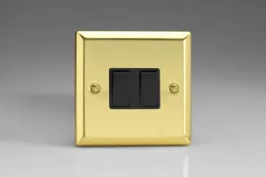 Varilight XV71B Rocker Switches Victorian Brass Black 2-Gang