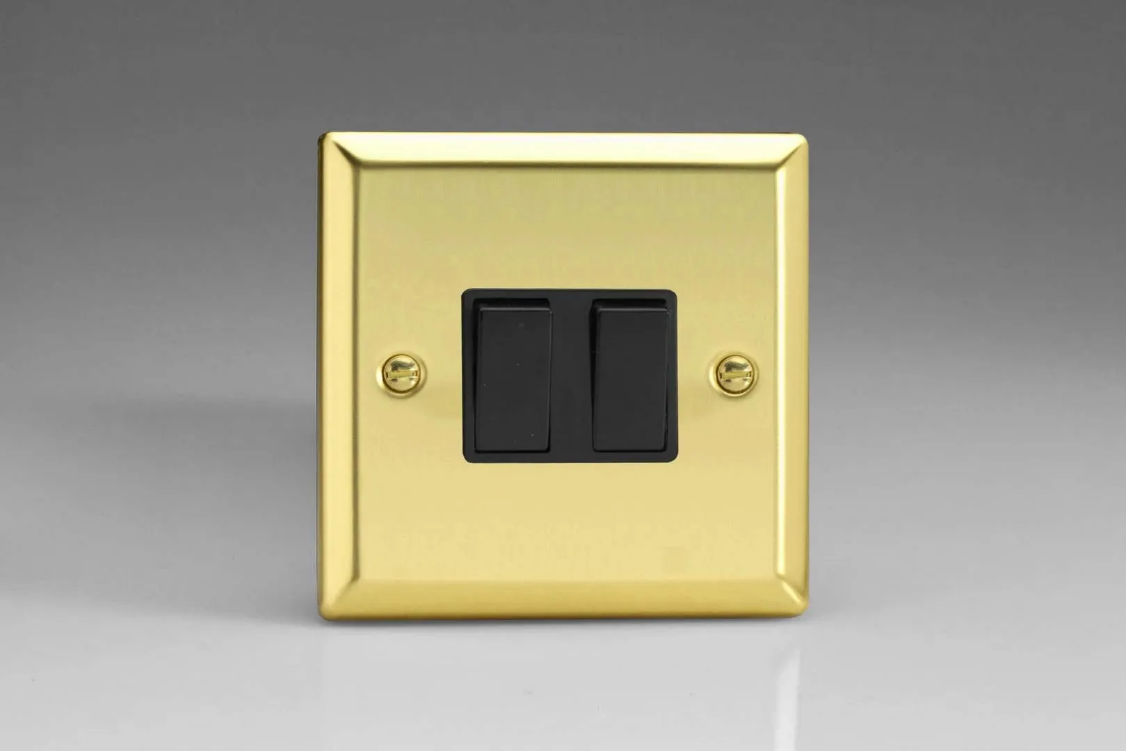 Varilight XV71B Rocker Switches Victorian Brass Black 2-Gang