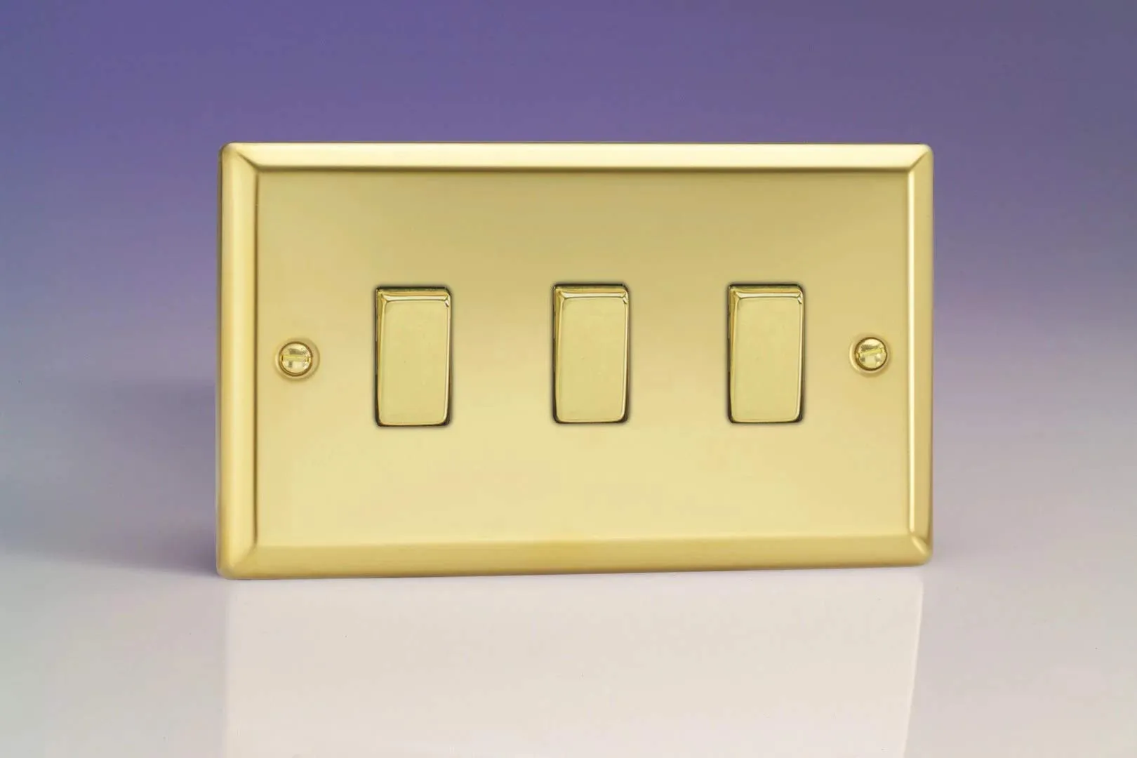 Varilight XV93D Rocker Switches 3 Gang Victorian Brass Brass