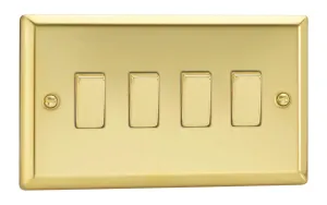 Varilight XV9D Rocker Switches 4 Gang Victorian Brass Brass