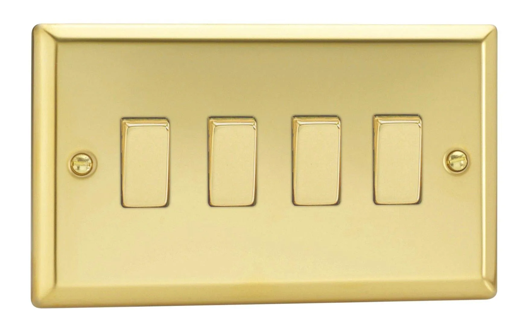 Varilight XV9D Rocker Switches 4 Gang Victorian Brass Brass