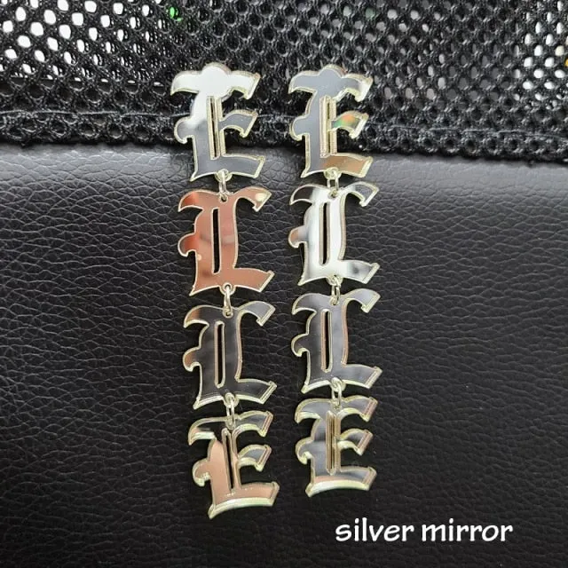 Victoria Vertical Custom Mirrored Name Earrings