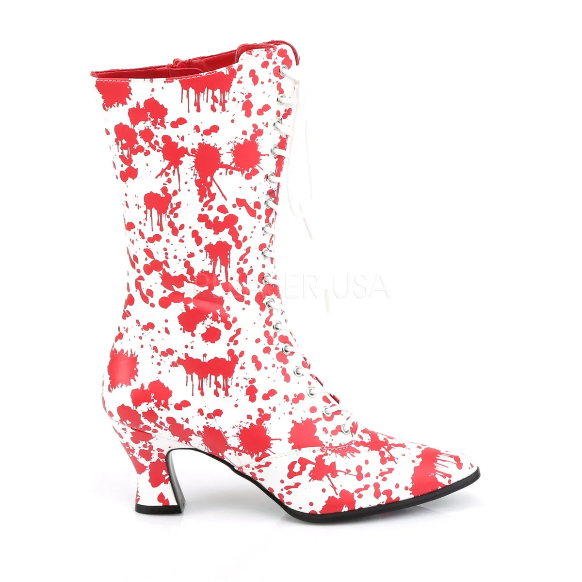 VICTORIAN-120BL  White-Red Patent