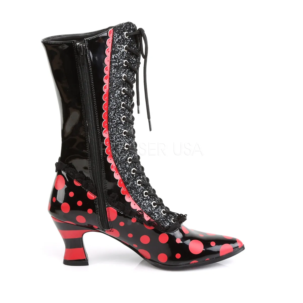 VICTORIAN-122  Black-Red Patent