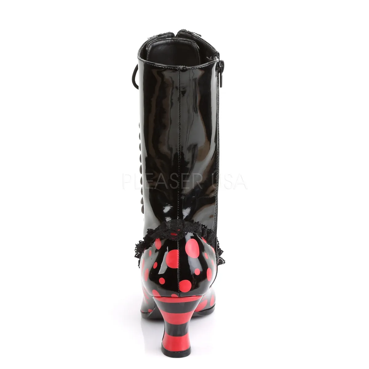 VICTORIAN-122  Black-Red Patent