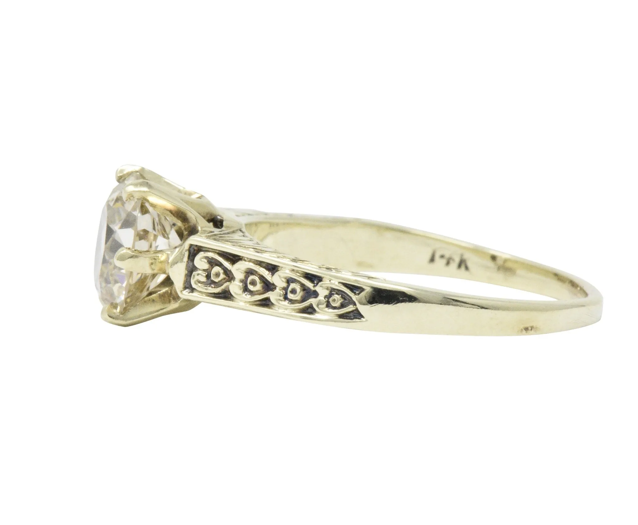 Victorian 1.32 CTW Diamond 14 Karat Gold Solitaire Engagement Ring