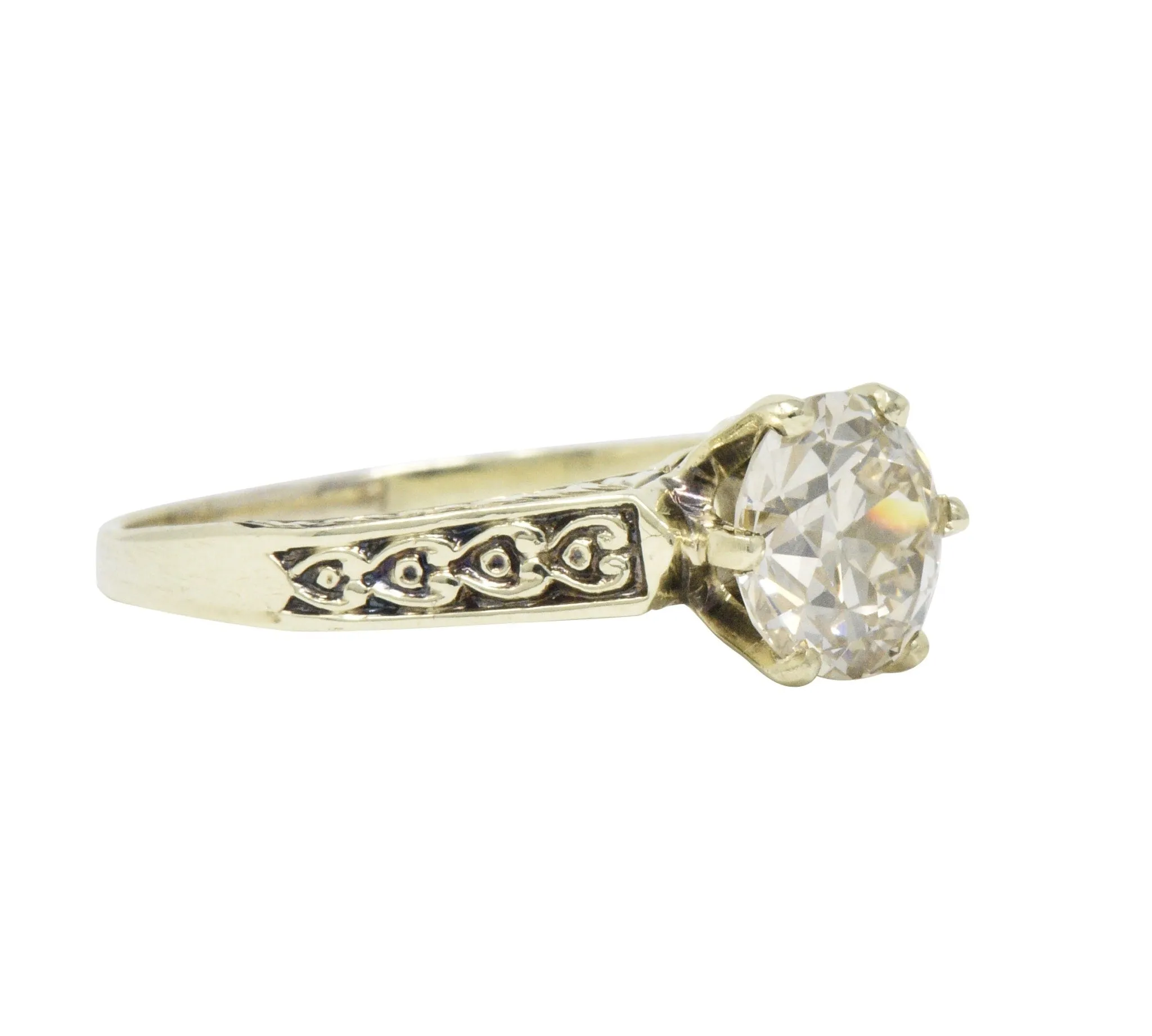 Victorian 1.32 CTW Diamond 14 Karat Gold Solitaire Engagement Ring