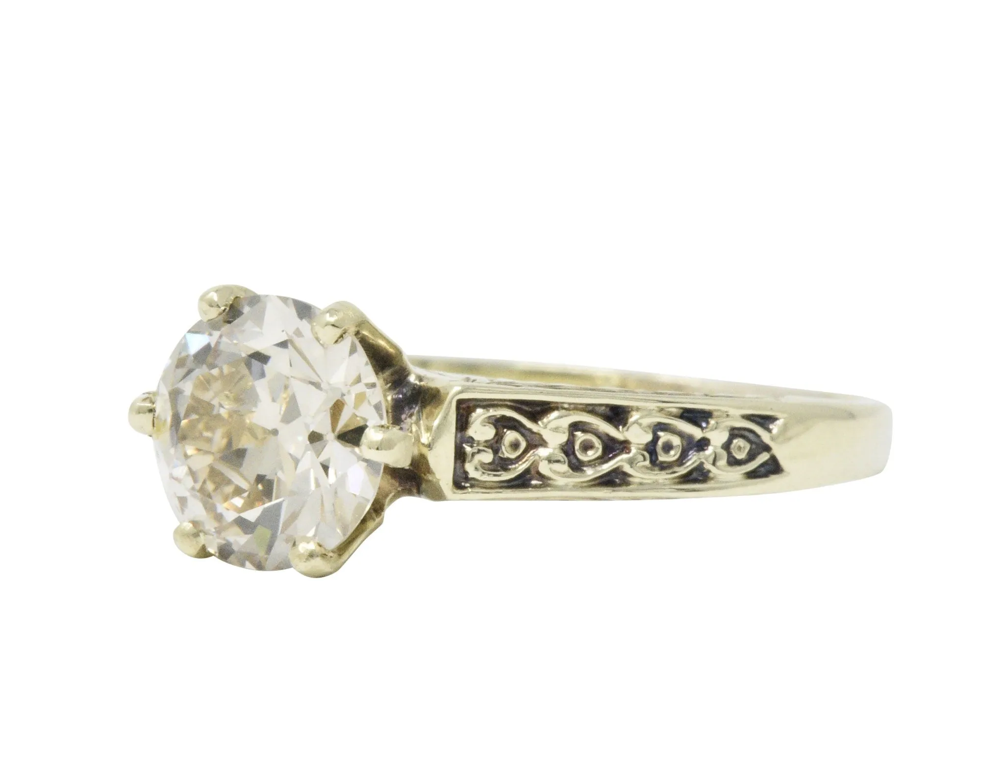 Victorian 1.32 CTW Diamond 14 Karat Gold Solitaire Engagement Ring