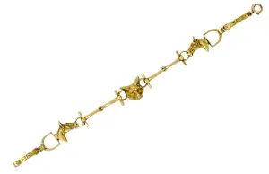 Victorian 14 Karat Yellow Gold Fox Hunt Horse Link Bracelet