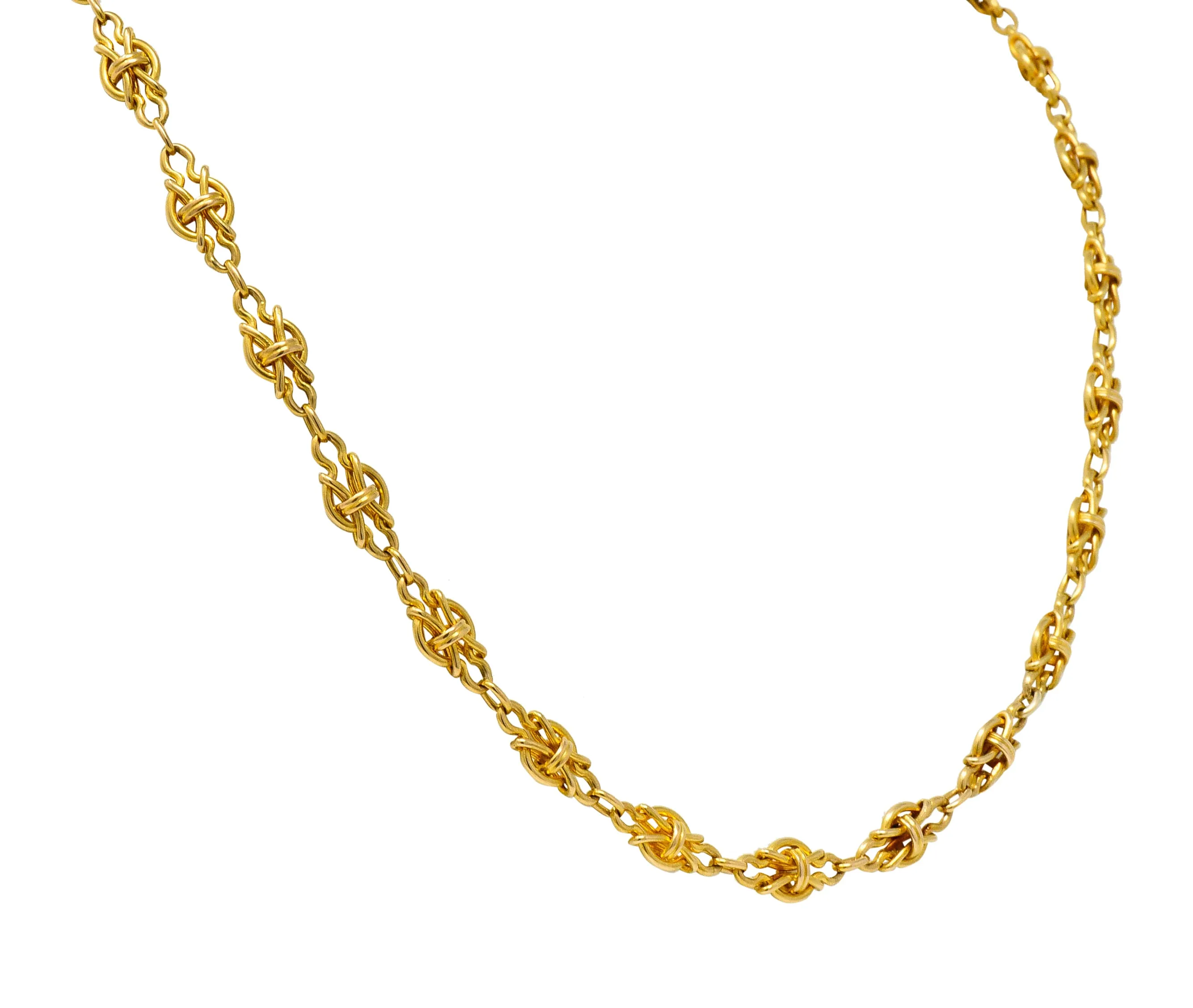 Victorian 18 Karat Gold 29 Inch Long Chain Necklace Circa 1900