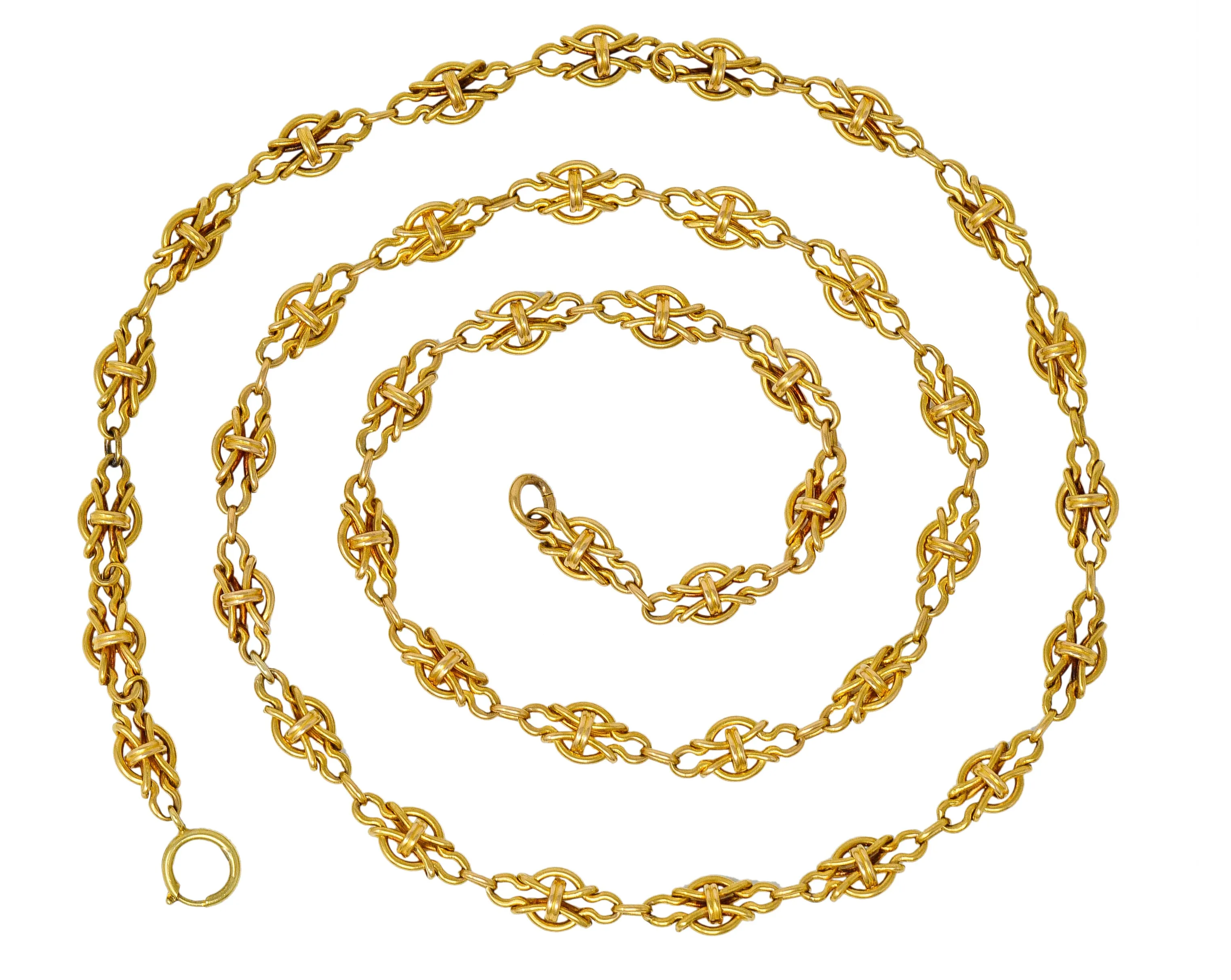 Victorian 18 Karat Gold 29 Inch Long Chain Necklace Circa 1900
