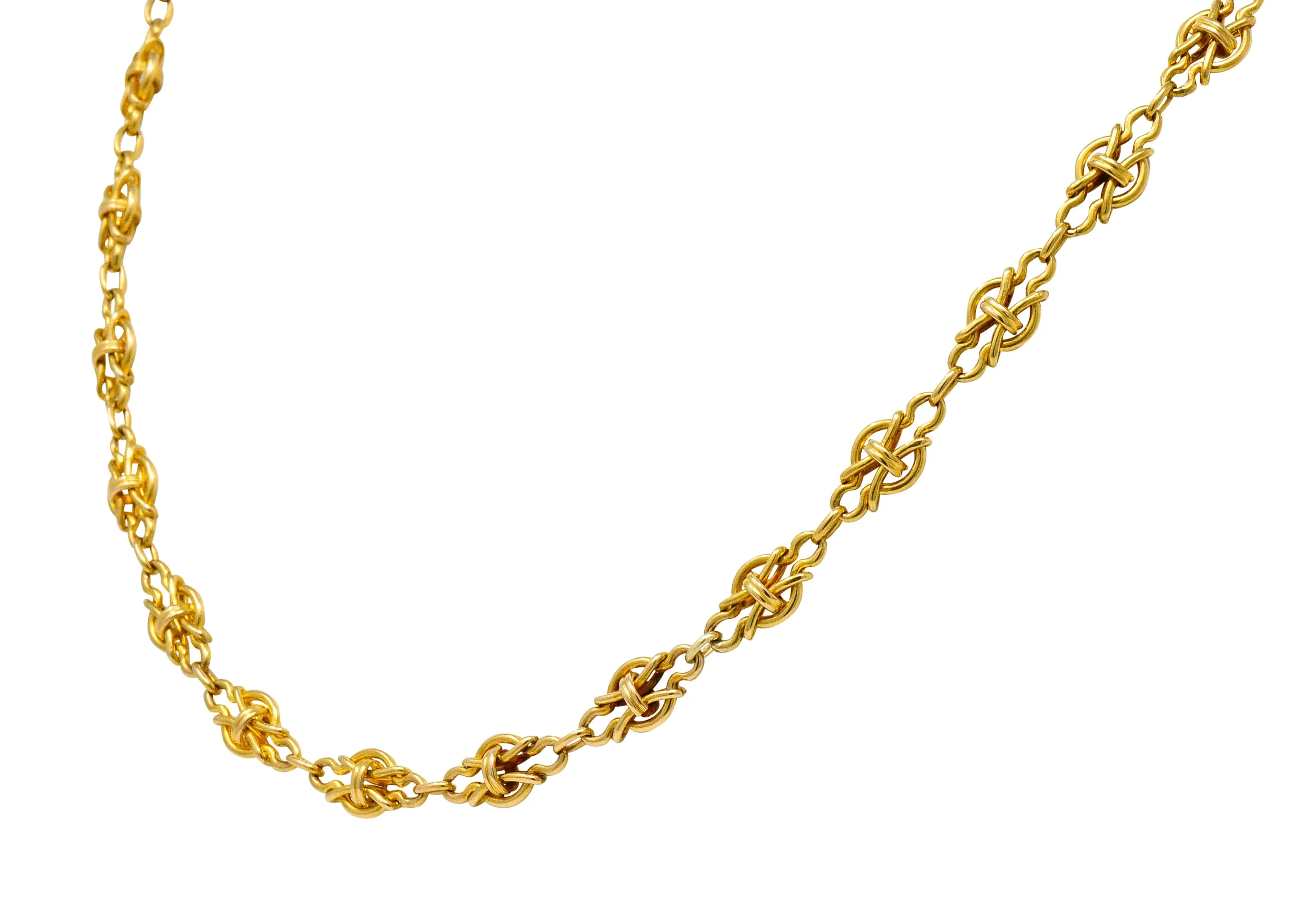 Victorian 18 Karat Gold 29 Inch Long Chain Necklace Circa 1900