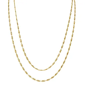 Victorian 18 Karat Yellow Gold 55 1/2 Inch Long Scrolling S Link Antique Chain Necklace