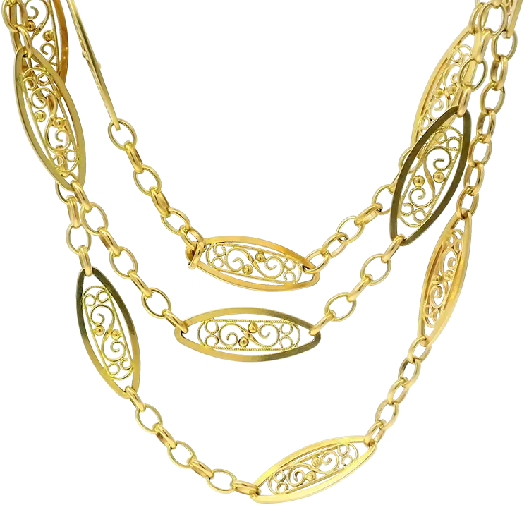 Victorian 18k Yellow Gold Alternating Link Chain