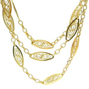 Victorian 18k Yellow Gold Alternating Link Chain