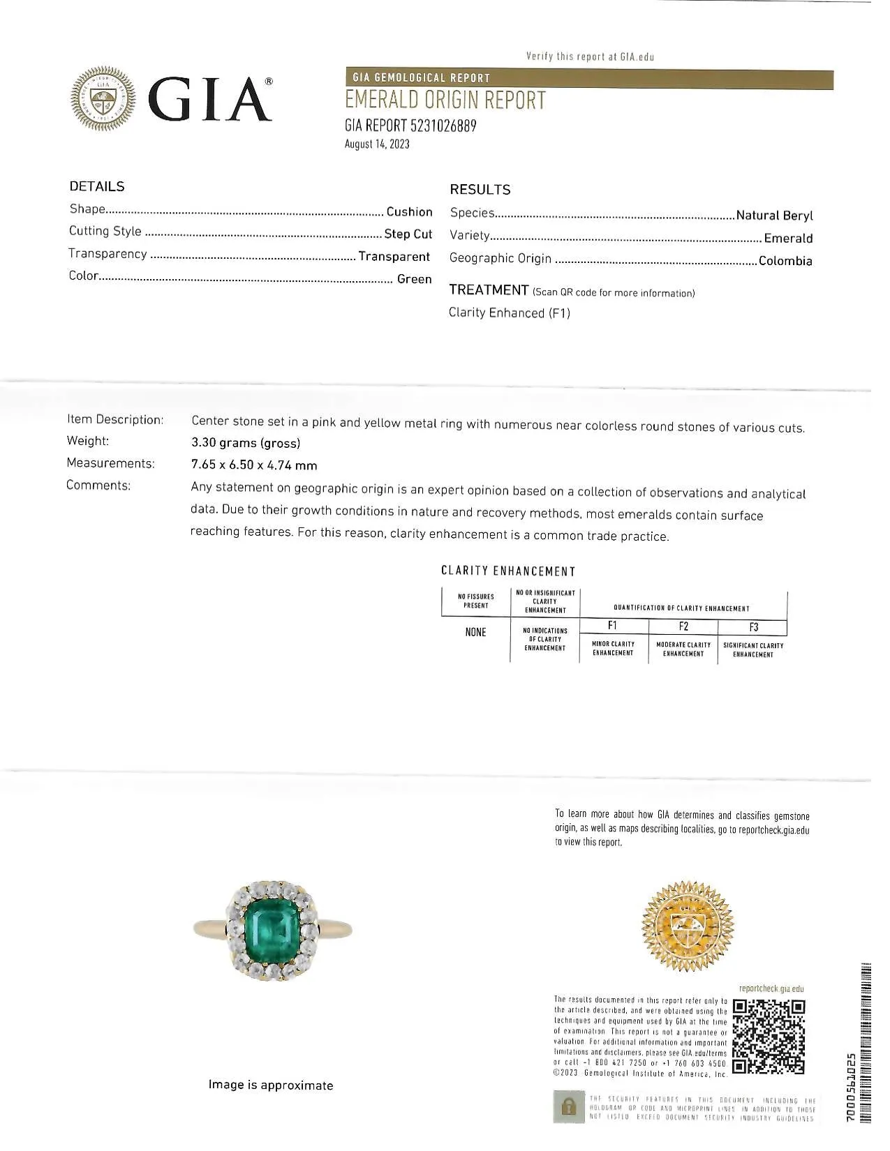 Victorian 2.51 CTW Cushion Cut Colombian Emerald Diamond 14 Karat Yellow Gold Antique Halo Ring GIA