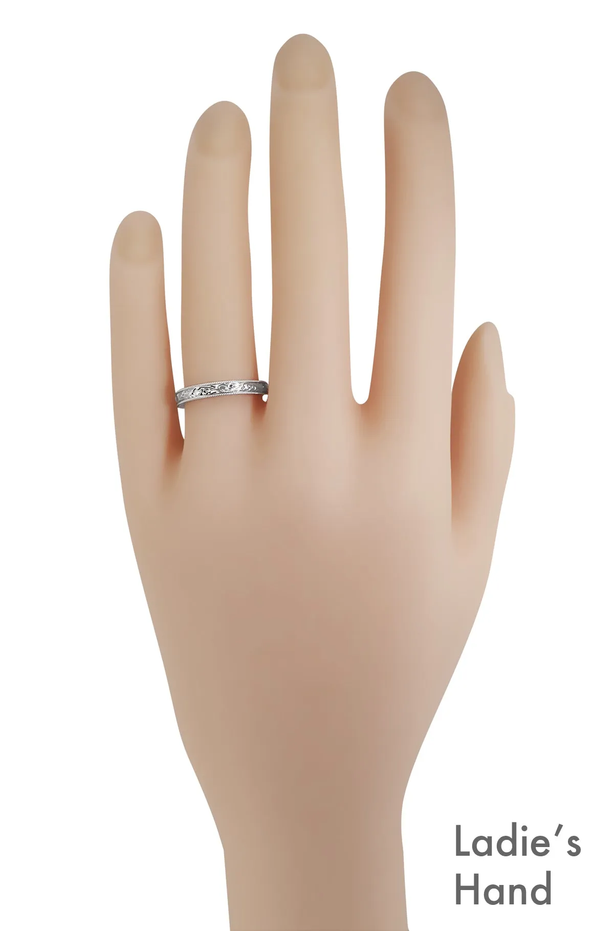Victorian Antique Scroll Acanthus Wedding Band in Platinum - 3mm