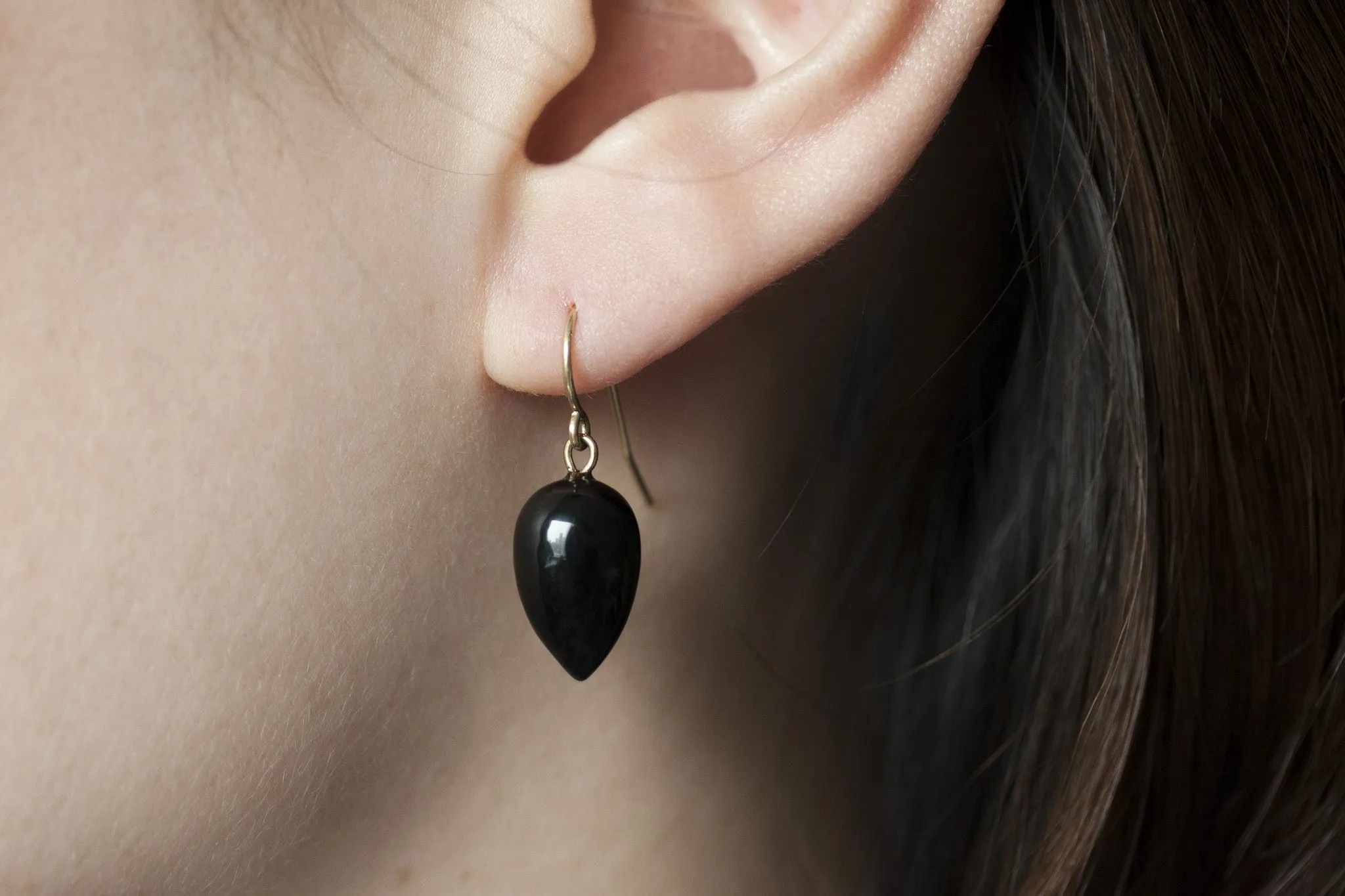 Victorian Black Coral Drop Earrings