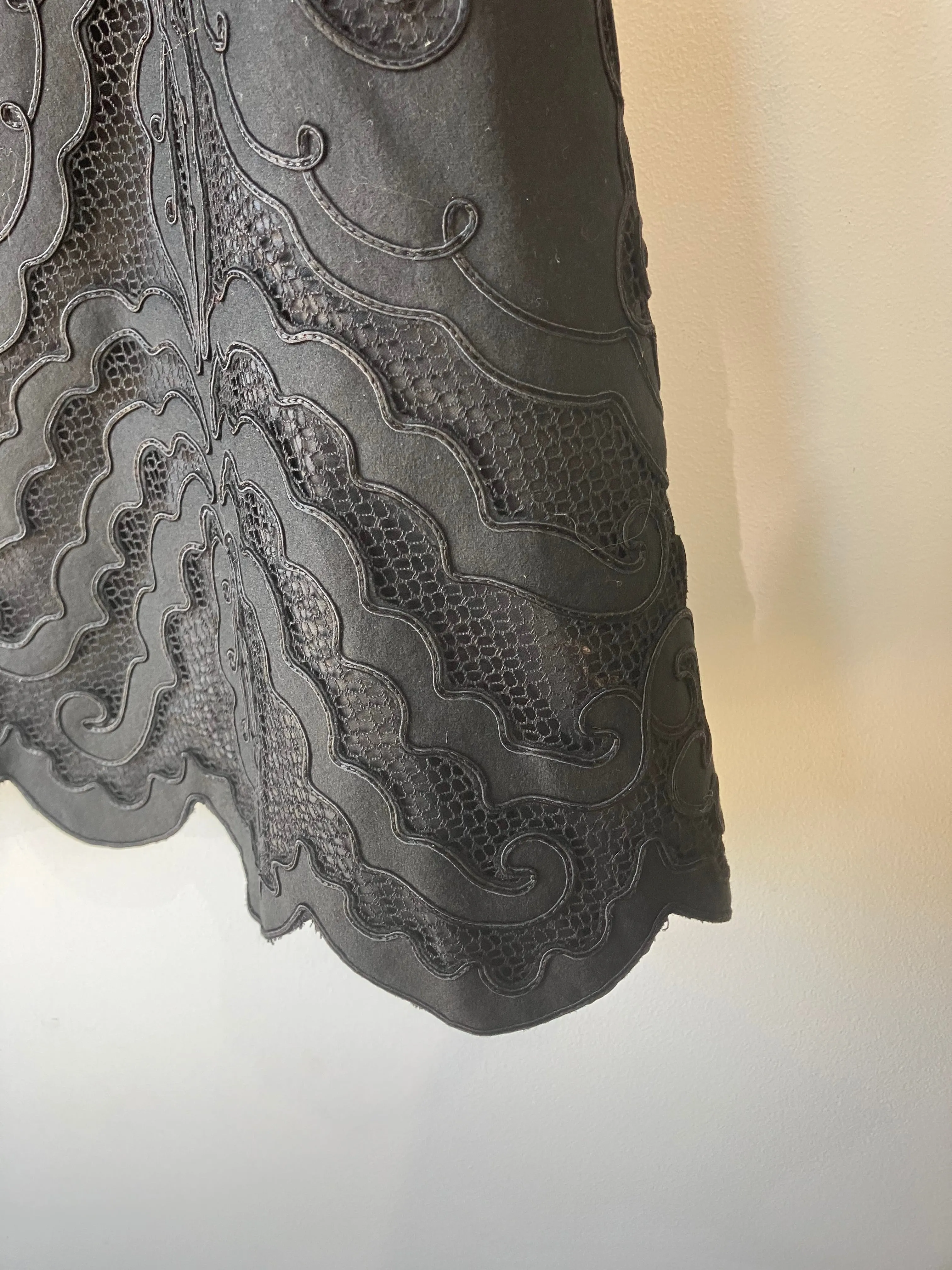 Victorian Black Wool Cape with Ruffled Silk Collar