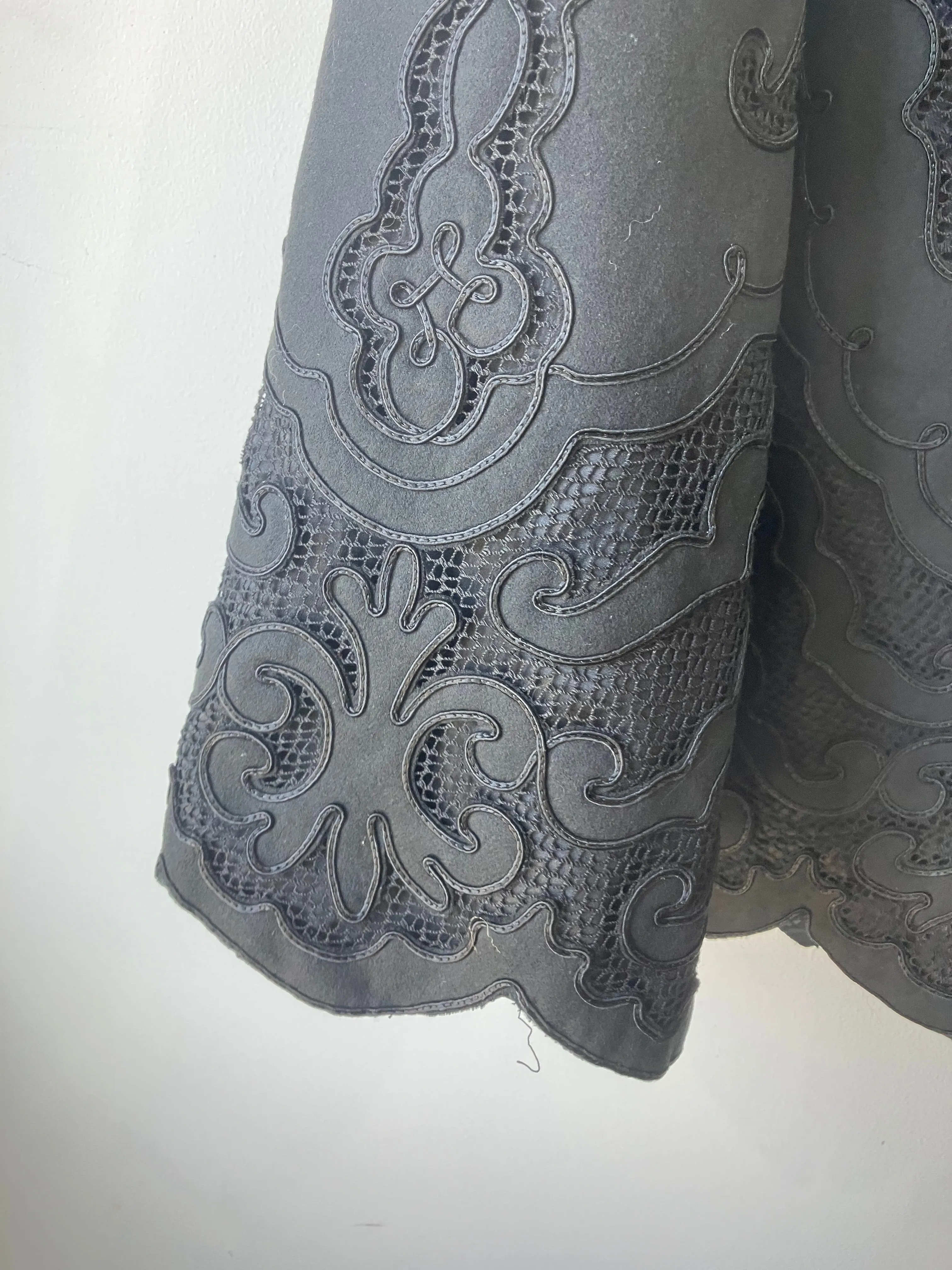 Victorian Black Wool Cape with Ruffled Silk Collar