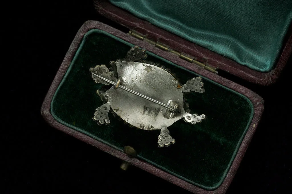 Victorian Cut Steel Turtle Brooch