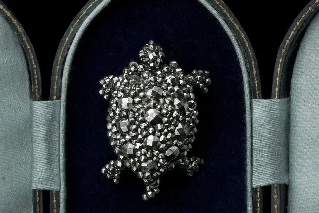 Victorian Cut Steel Turtle Brooch