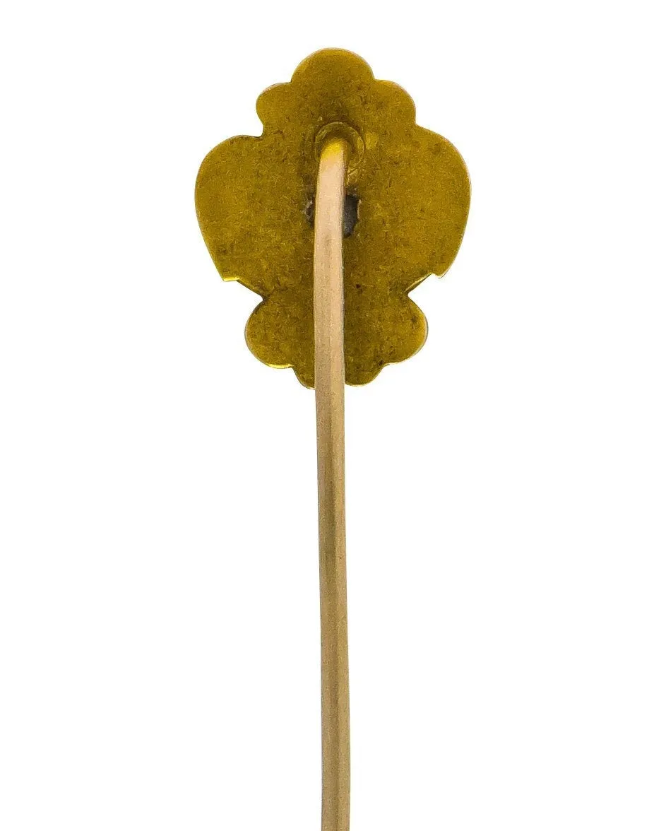 Victorian Diamond 14 Karat Gold Scrolling Stickpin