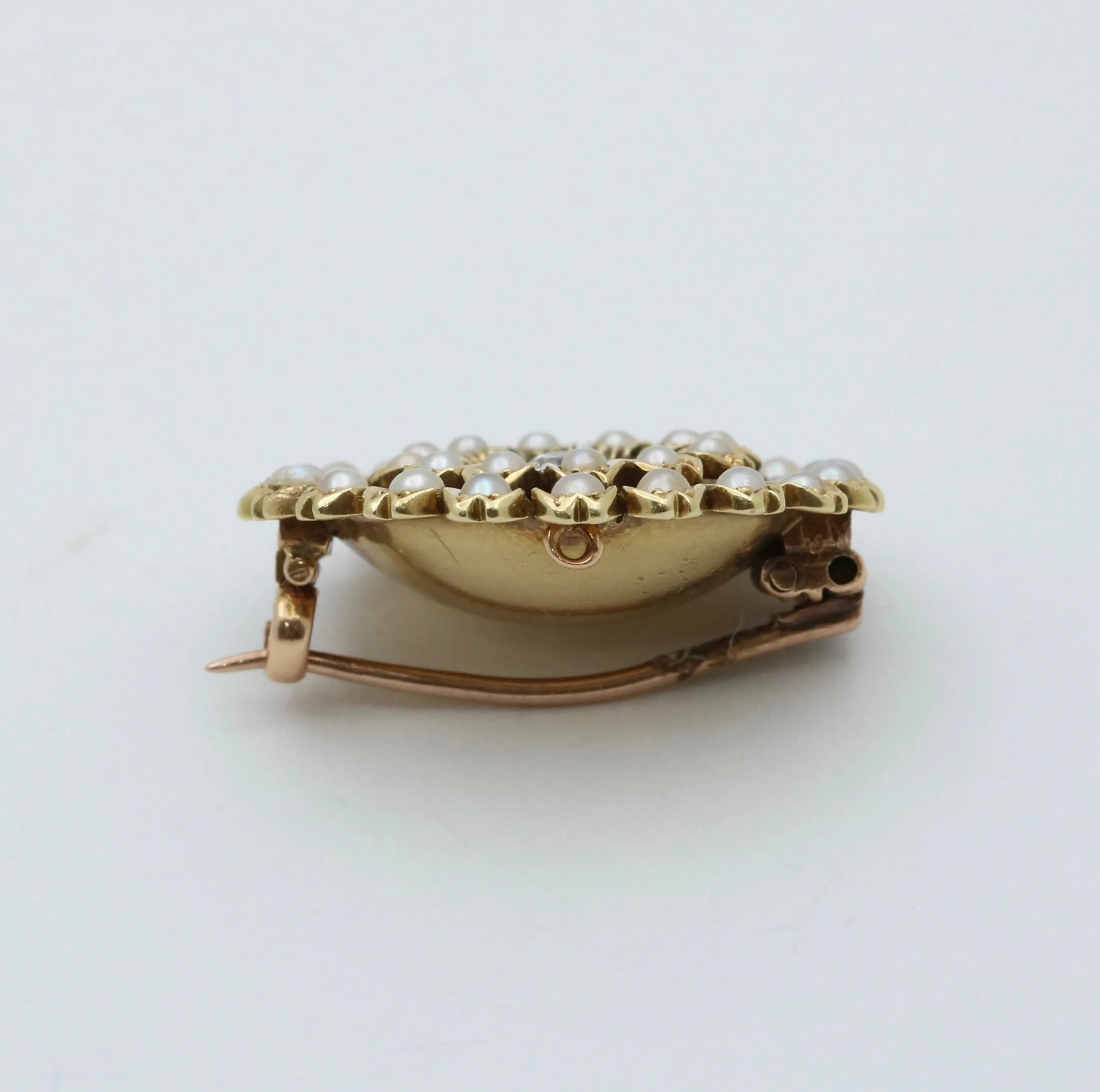 Victorian Diamond and Split Pearl Sunflower Pin