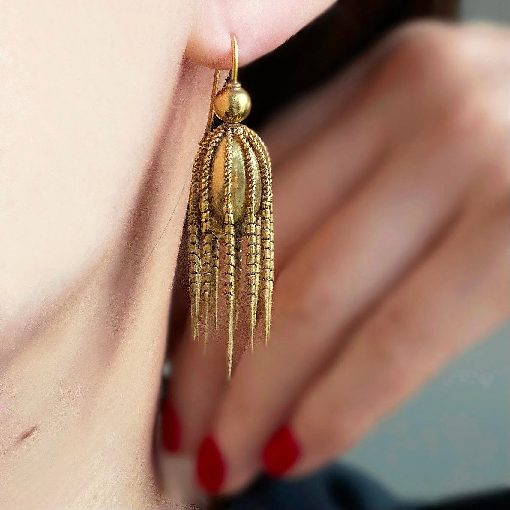 Victorian Gold Fringe Tassel Earrings
