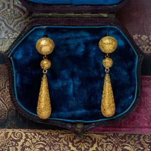Victorian Medium-Sized Gold Torpedo Drop Earrings