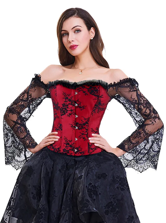 Victorian Off Shoulder Long Sleeves Overbust Corset Bustier Top