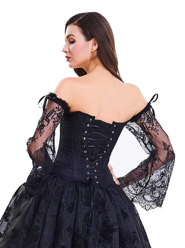 Victorian Off Shoulder Long Sleeves Overbust Corset Bustier Top