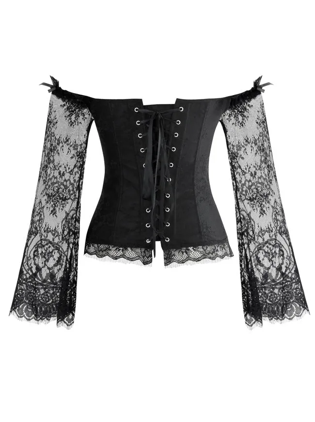 Victorian Off Shoulder Long Sleeves Overbust Corset Bustier Top
