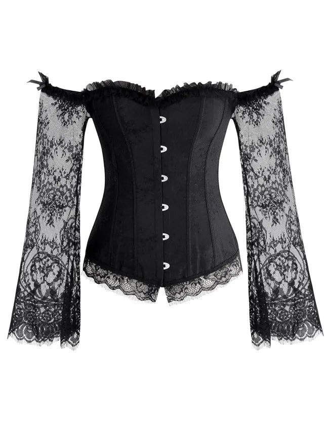 Victorian Off Shoulder Long Sleeves Overbust Corset Bustier Top