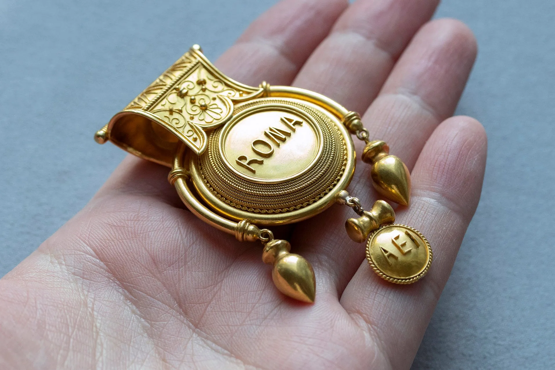 Victorian ROMA AEI & Micromosaic Double-Sided Bulla Locket