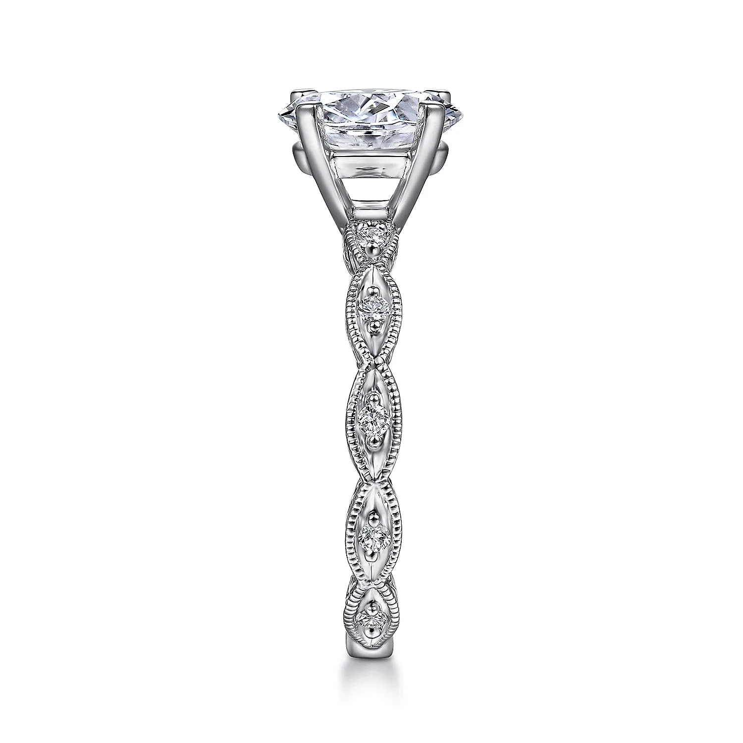 Victorian Scalloped Diamond Engagement Ring Mounting