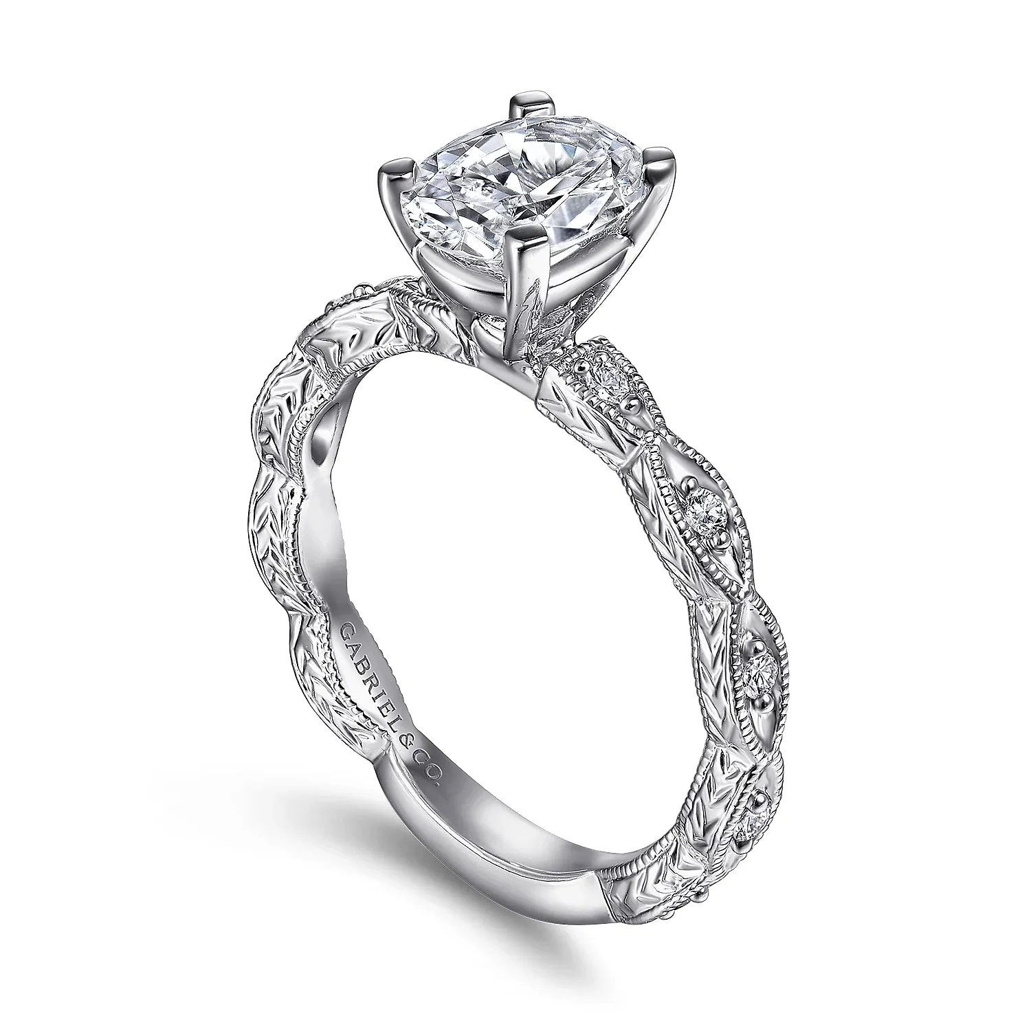 Victorian Scalloped Diamond Engagement Ring Mounting