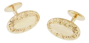 Victorian Scrolls Engravable Cufflinks in Sterling Silver with Yellow Gold Vermeil
