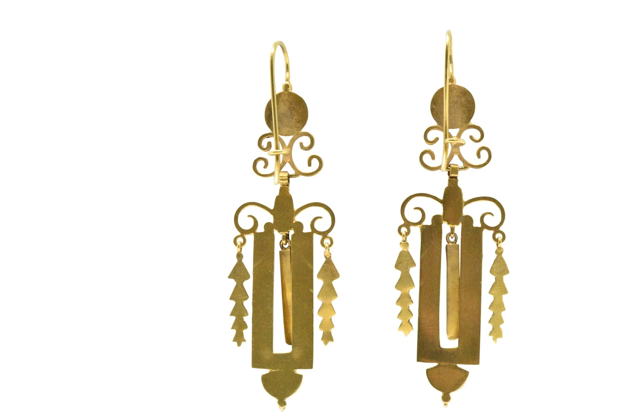 Victorian Seed Pearl & 14K Gold Drop Earrings, CA 1890