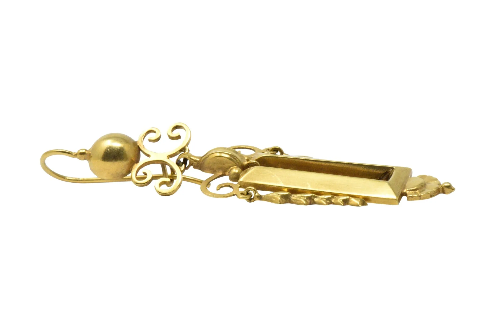 Victorian Seed Pearl & 14K Gold Drop Earrings, CA 1890