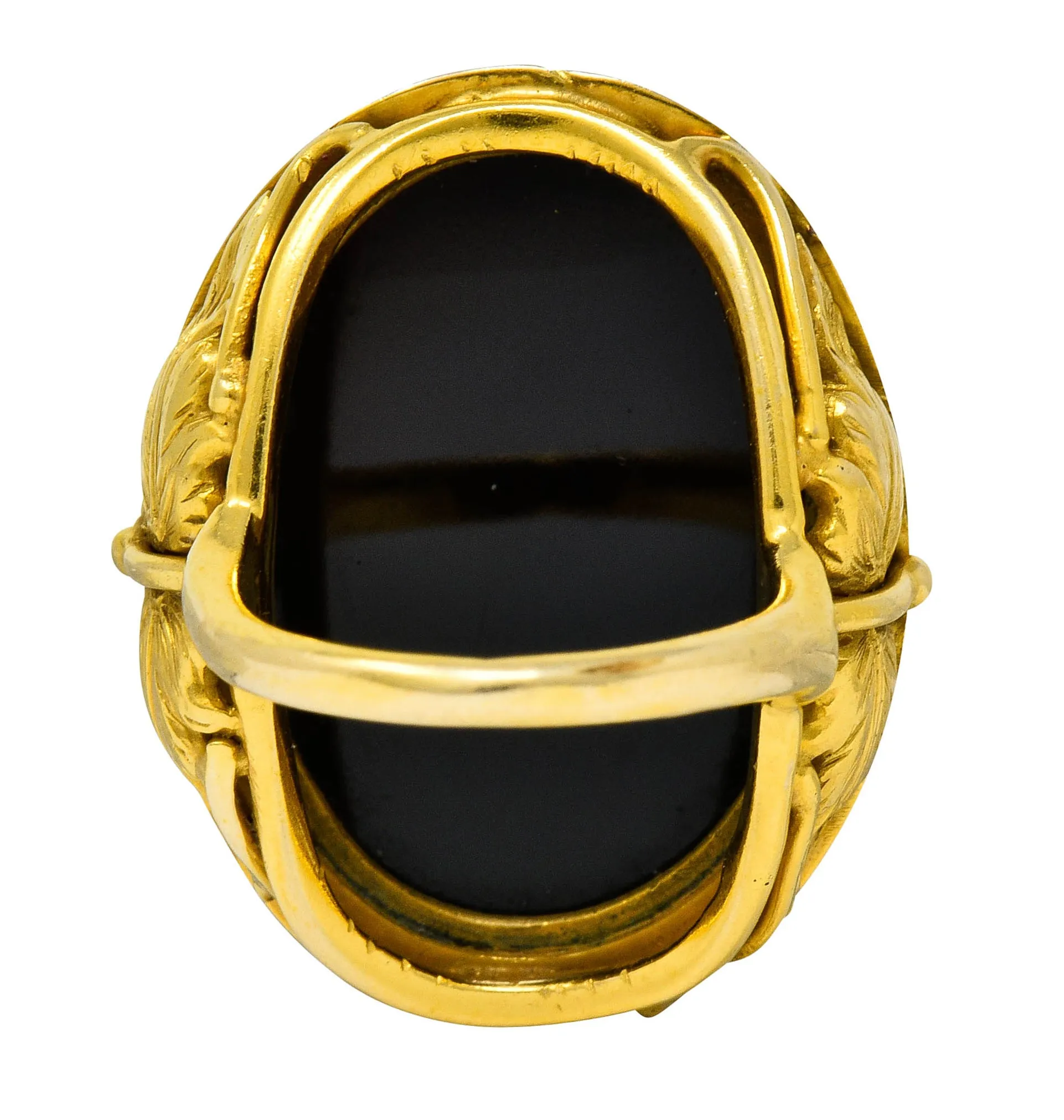 Vintage Hardstone 14 Karat Gold Ornate Cameo Ring Circa 1900