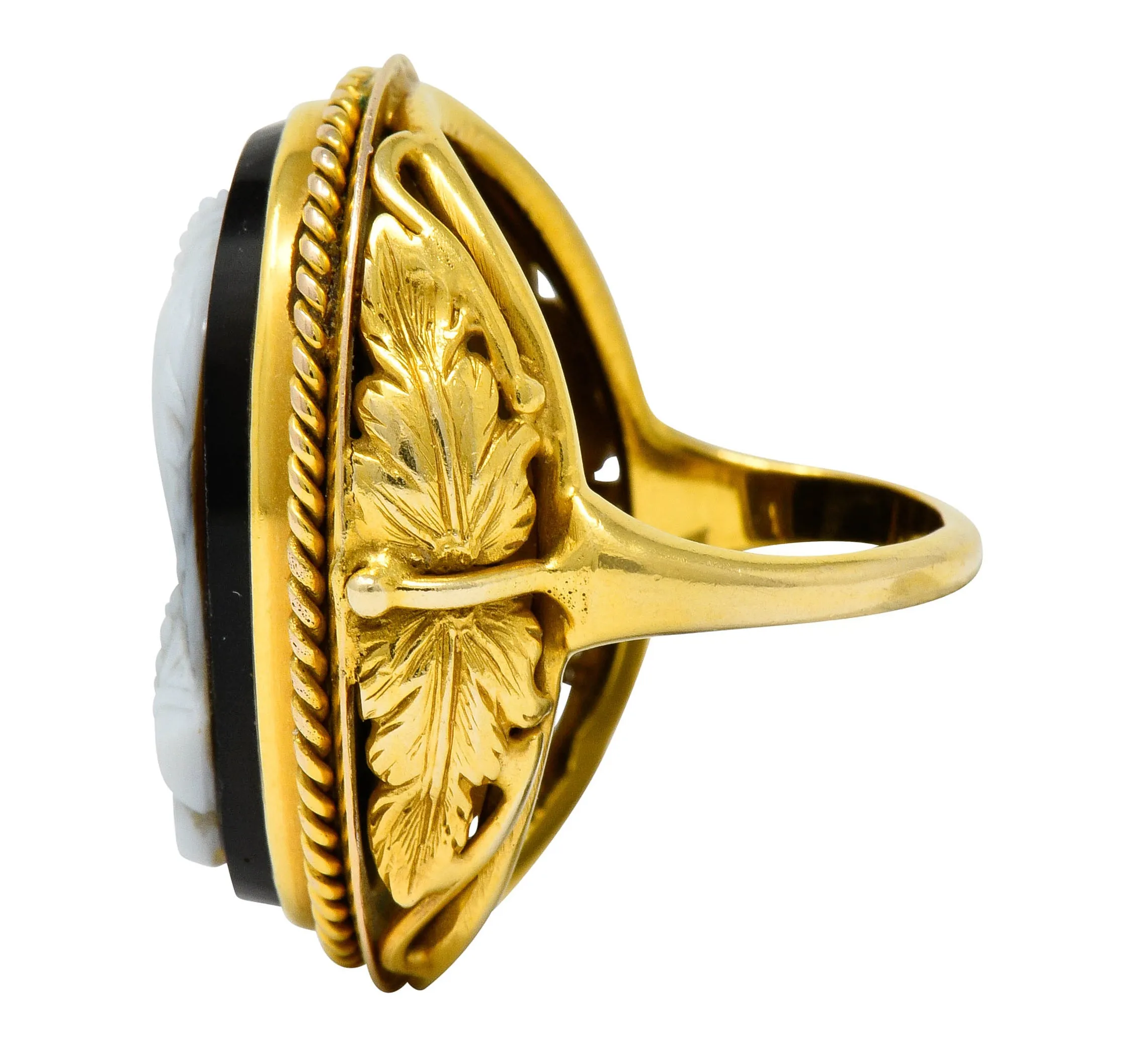 Vintage Hardstone 14 Karat Gold Ornate Cameo Ring Circa 1900