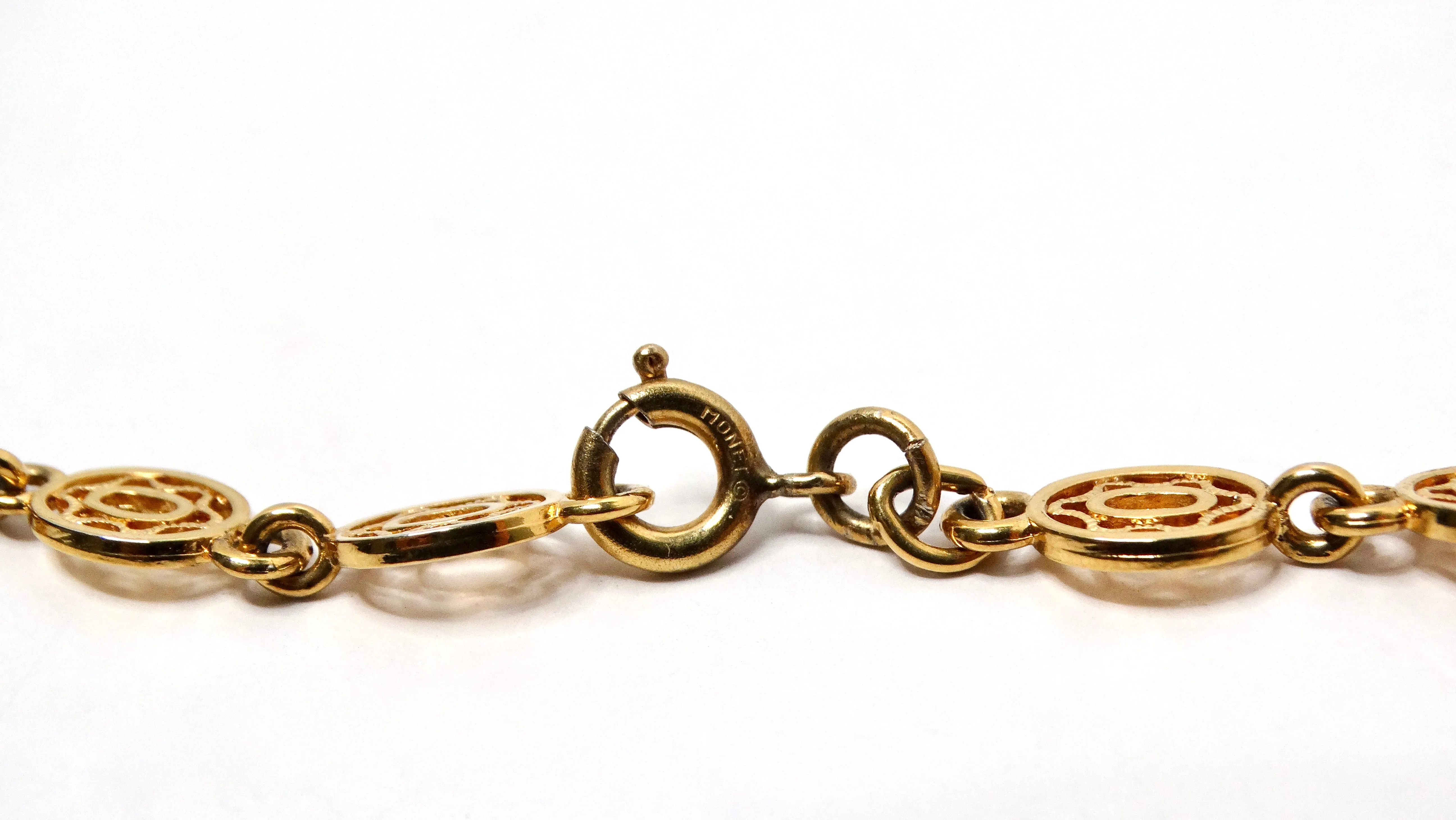 Vintage Monet Victorian Link 18K Gold Plated Long Chain Necklace