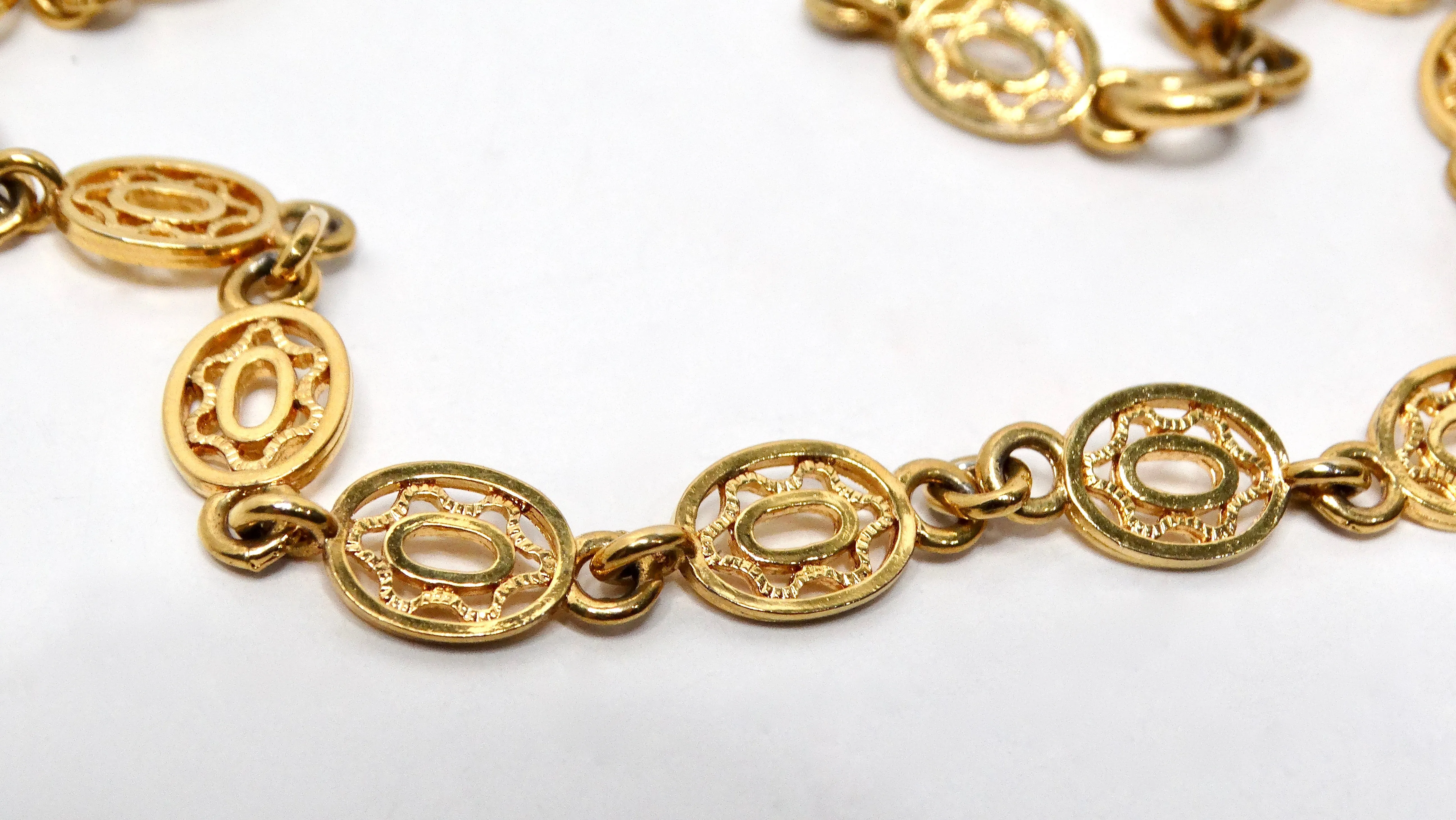 Vintage Monet Victorian Link 18K Gold Plated Long Chain Necklace