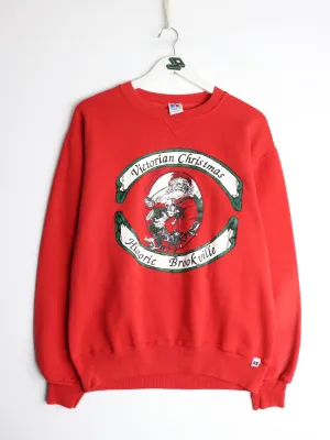Vintage Victorian Christmas Sweatshirt Fits Mens Small Red Russell Athletic