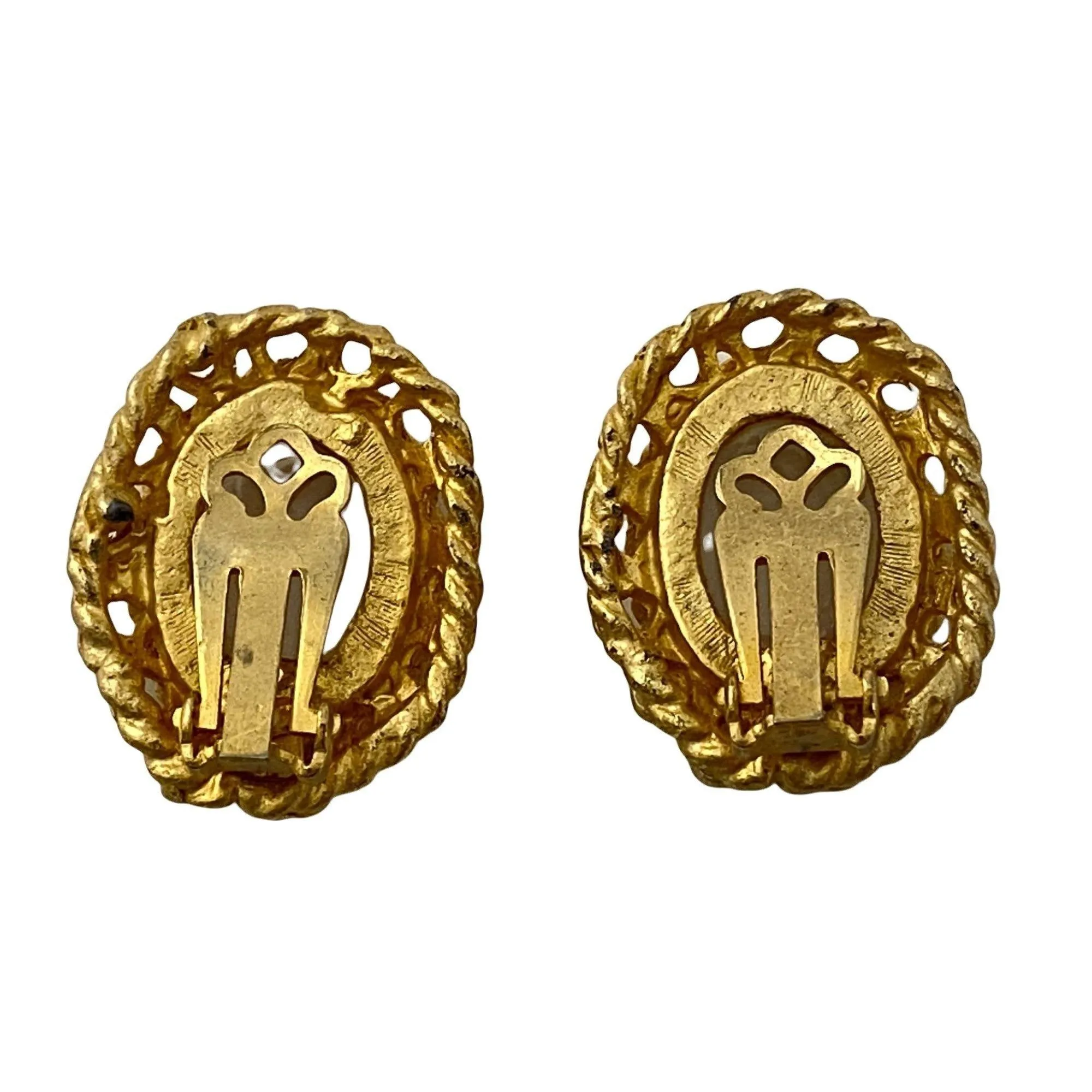 Vintage Victorian Revival Etched Cameo Earrings