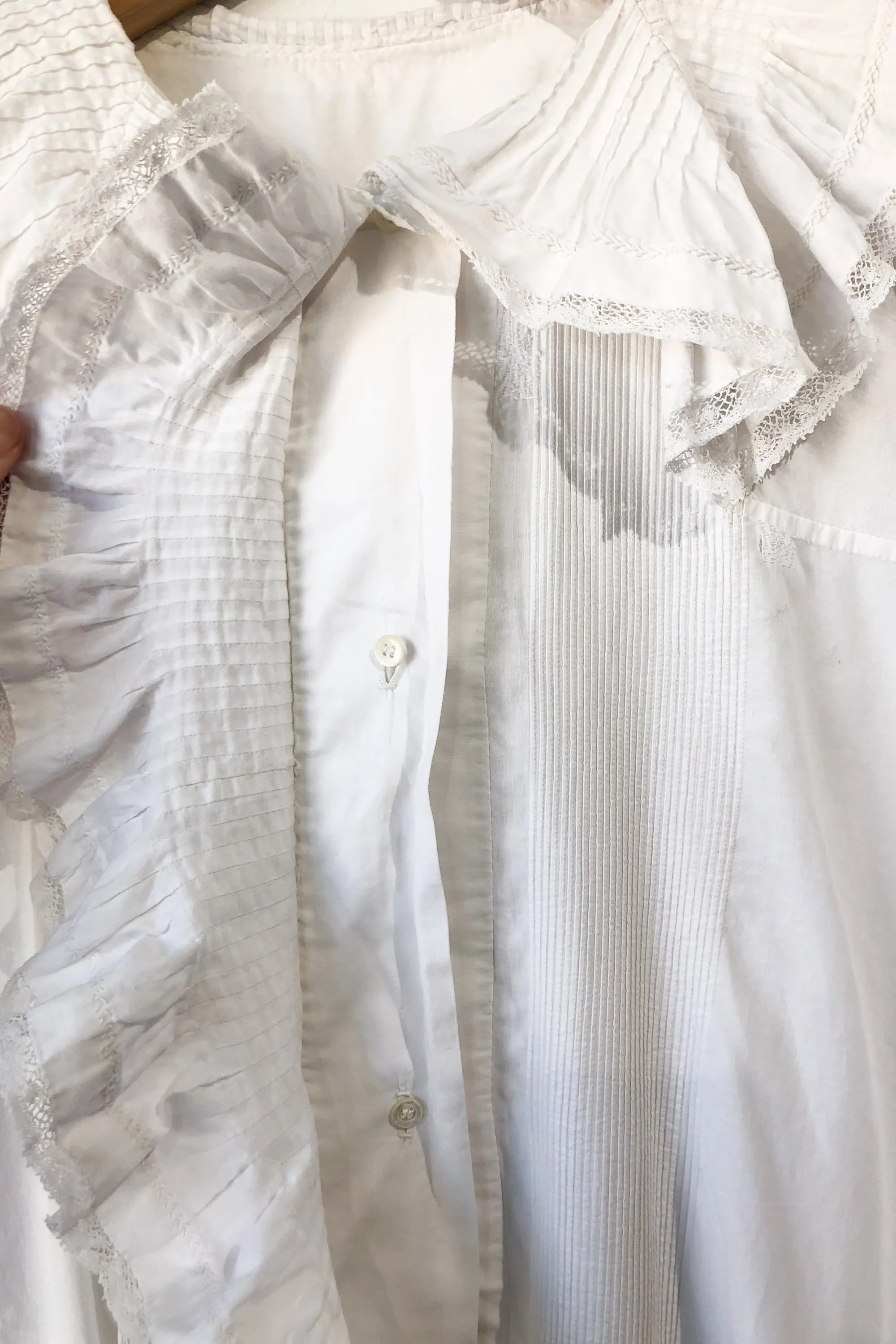 Vintage Victorian White Lace Trim Dress