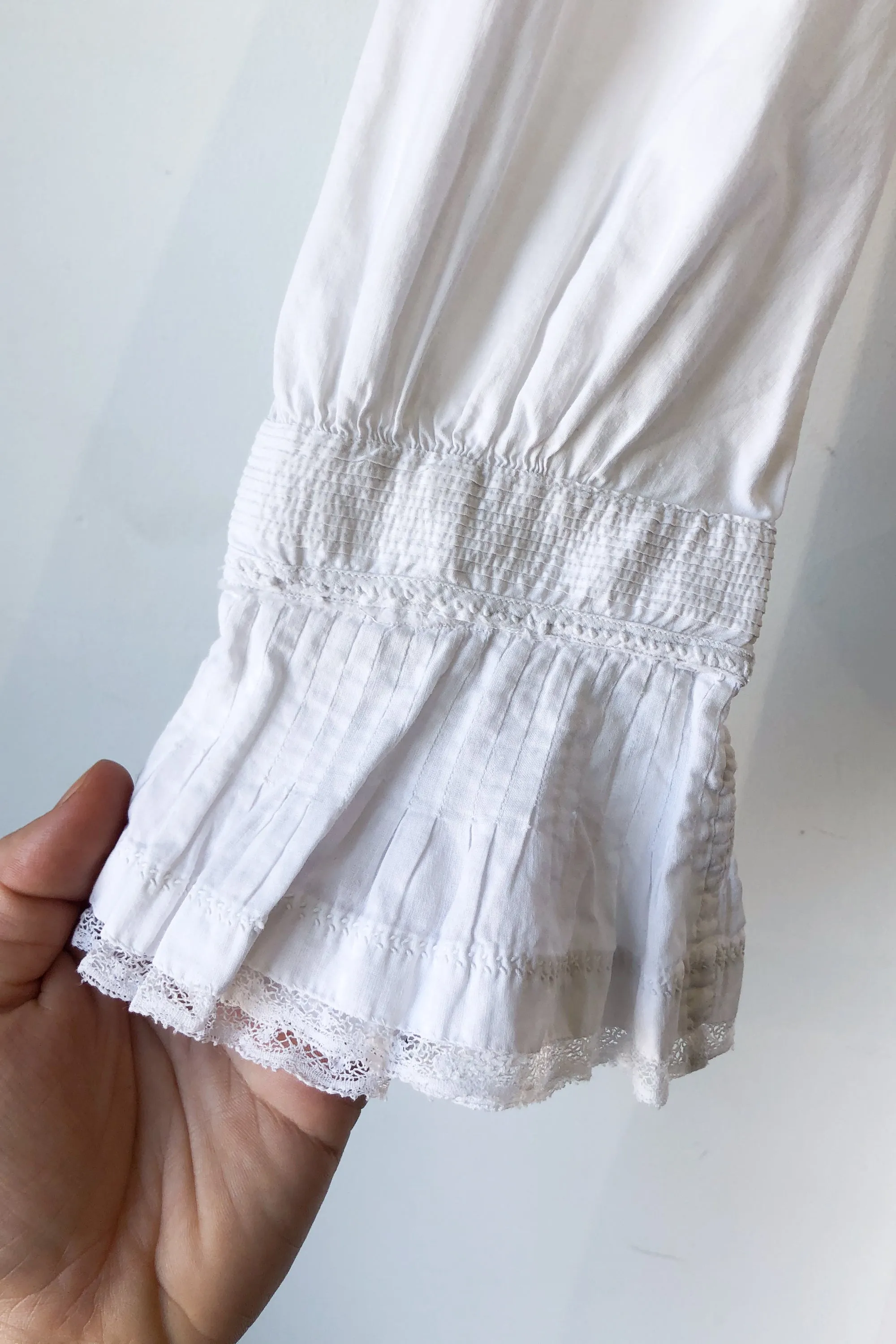 Vintage Victorian White Lace Trim Dress