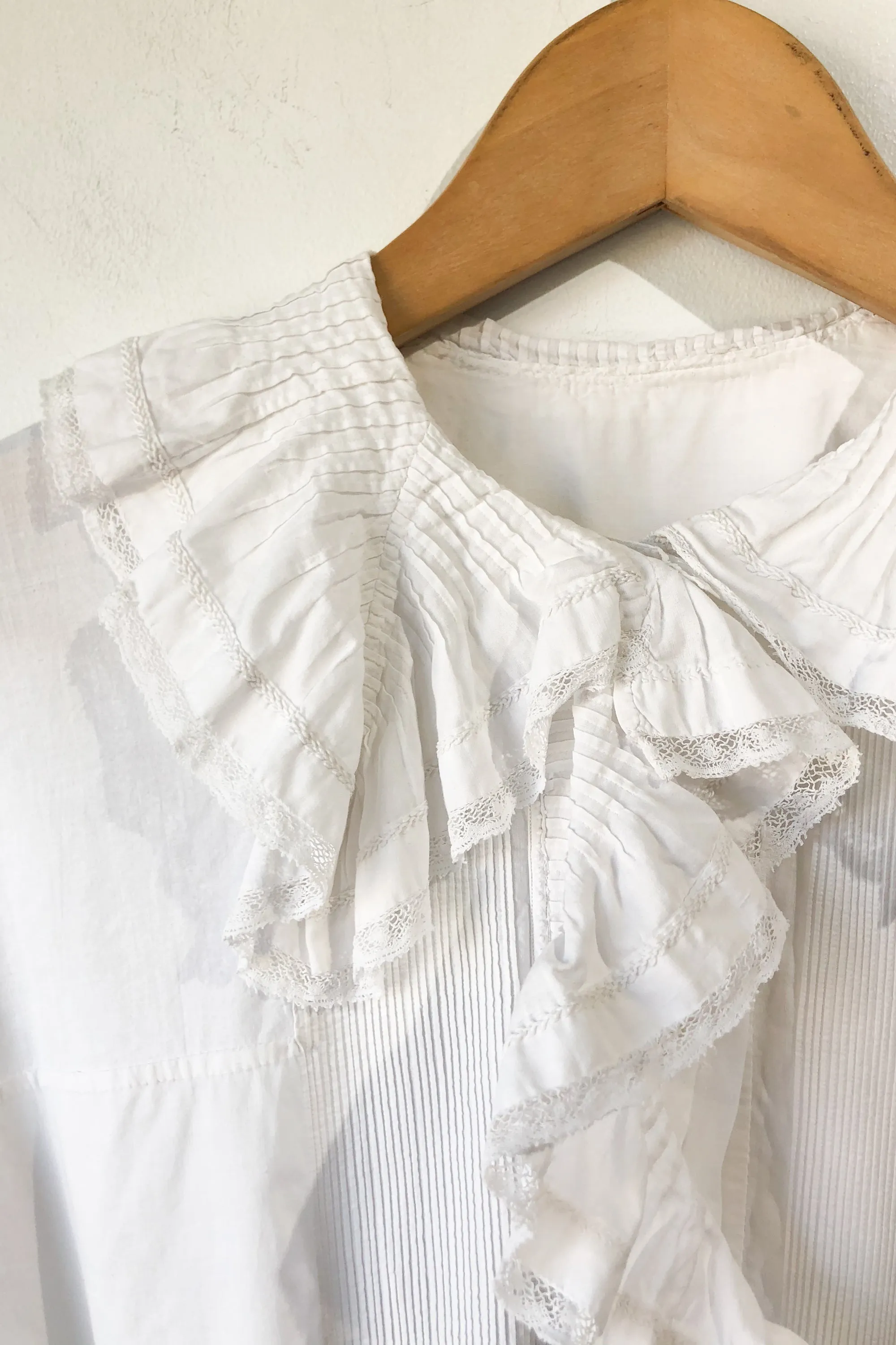 Vintage Victorian White Lace Trim Dress